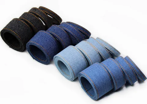 Handmade DIY Denim Ribbon With Contrast Topstitching Double Sided Ribbon Tape For Hair Bows Pet Collars Sewing Craft Accessories