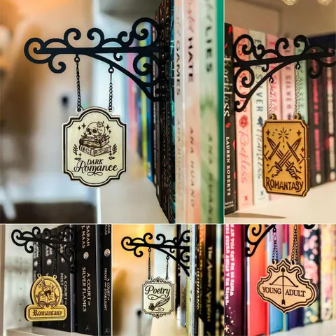 Boekenkast Taverne Borden Vintage Houten Boekenkast Verdeler Gotisch Laser Gesneden Hangend Bord Voor Bibliotheek Decoratie Dark Romance Romantasy