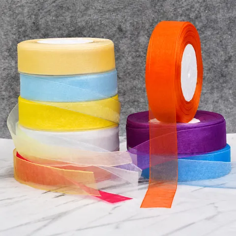 Polyester Organzaband Chiffon Stoff Durchsichtiges Band Für Geschenkverpackung Blumen Dekoration Hochzeit Party DIY Handwerk Dekoration