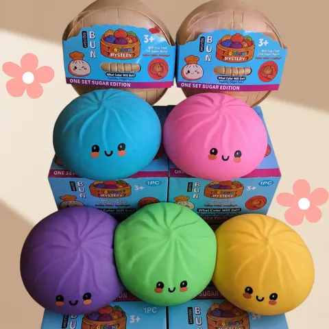 Riesige Simulation Gedämpfte Brötchen Squishy Spielzeug Langsam Steigender Stressabbau Fidget Spielzeug Mit Dampfgarbox Cartoon Ausdruck Weiches TPR Quetschspielzeug