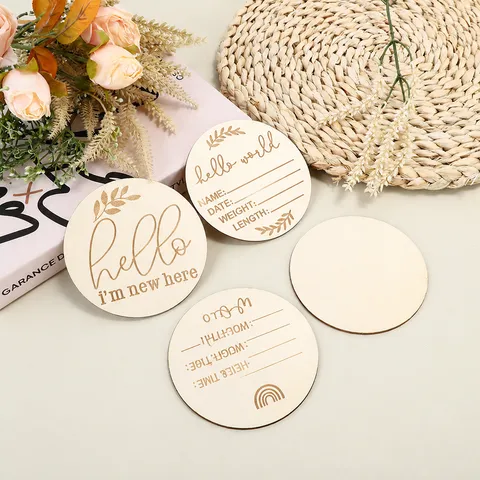 Baby Wooden Milestone Circles Newborn Monthly Commemorative Wood Slices Photography Props Infant Growth Record Disc Laser Engraved Gift