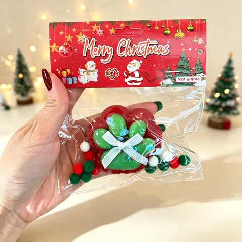 Χριστουγεννιάτικα Παιχνίδια Squishy Πατούσα Γάτας Γάντι Σχήμα Ντόνατ Γκλίτερ Παιχνίδια Συμπίεσης για Χριστουγεννιάτικο Πάρτι Δώρα για Παιδιά Ενήλικες