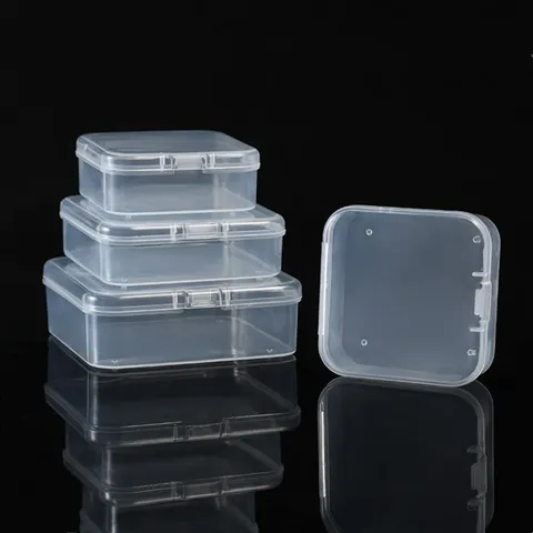 Petite Boîte De Rangement En Plastique Mini Organisateur De Bijoux Transparent Avec Couvercle À Rabat Pour Boucles D'oreilles Bagues Portable