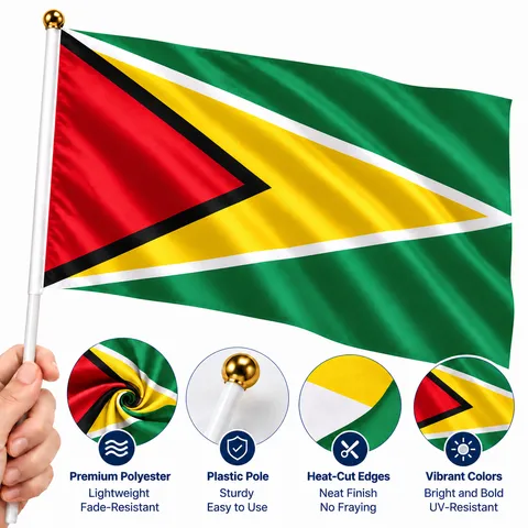 Guyana Nationalflagge Polyester Siebdruck Goldene Pfeilspitze Flagge Für Außen Innen Dekoration Feier Banner