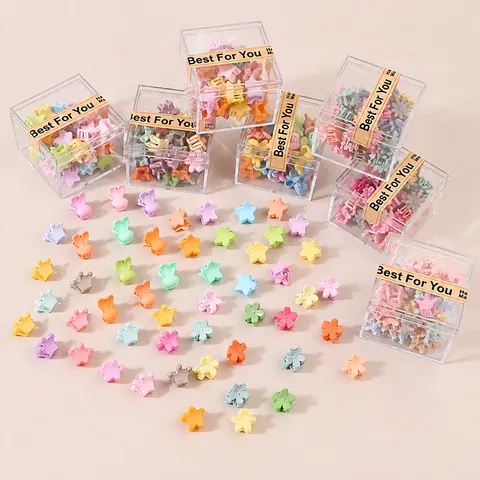 Mini Hair Claw Clips Assorted Candy Colors Plastic Small Hair Clips Star Flower Rabbit Hair Accessories For Kids Girls
