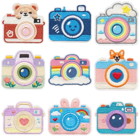 Cartoon Camera Borduurwerk Patches Corgi Beer Strijken Op Patches Voor Kleding DIY Rugzak Denim Jas Decoratieve Borduurwerk Applicaties Polyester Katoen