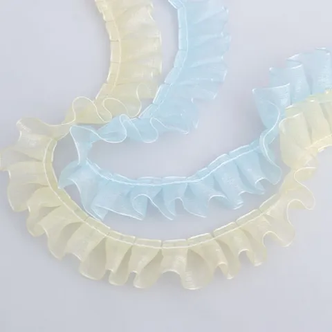 Transparent Organza Pleated Lace Trim Ribbon For DIY Hand-Made Bouquet Clothes Accessories Flower Wrap Decorative Ribbons