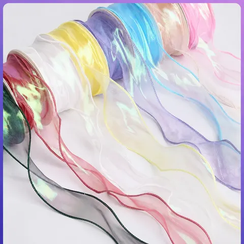 Irisierendes Meerjungfrau Gaze Band Für Blumenstrauß Geschenkverpackung Backen Verpackung DIY Bogen Machen Polyester Netz Band
