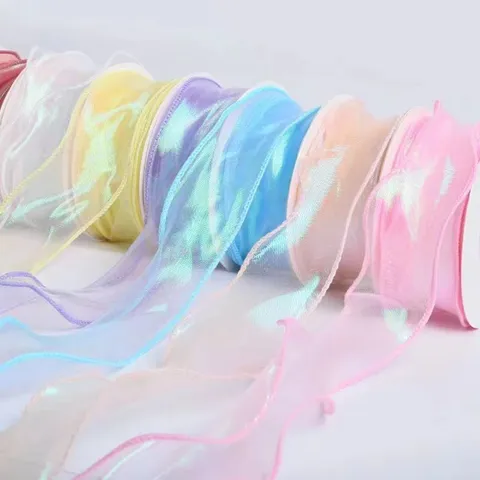 Irisierendes Meerjungfrau Gaze Band Für Blumenstrauß Geschenkverpackung Backen Verpackung DIY Bogen Machen Polyester Netz Band