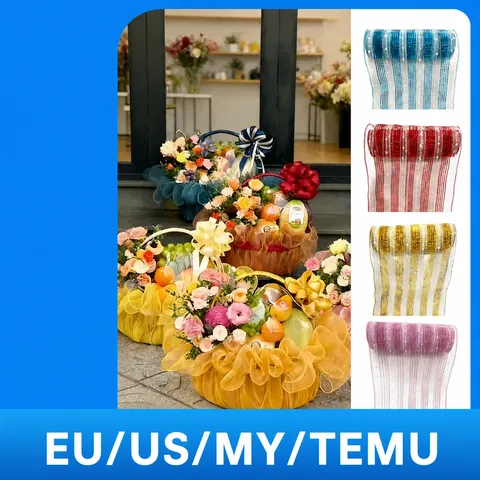 Sneeuwpunt Streep Polyester Gaas Tule Voor Bloemenverpakking DIY Krans Maken Bruiloft Linten Feest Decoratie Decoratieve Gaasrol