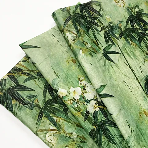 Vintage Chinese Style Bamboo Pattern Pear Tissue Paper Green Leaf White Floral Printed Gift Wrapping Paper For Clothing Jewelry Packaging