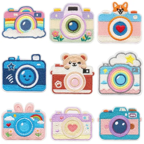 Cartoon Camera Borduurwerk Patches Corgi Beer Strijken Op Patches Voor Kleding DIY Rugzak Denim Jas Decoratieve Borduurwerk Applicaties Polyester Katoen