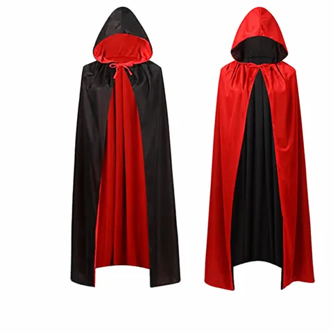 Capa de Halloween para Mujeres Hombres Capa Medieval con Capucha Cuello Alto Vampiro Segador Bruja Disfraz Poliéster Capa de Pirata Accesorio de Fiesta