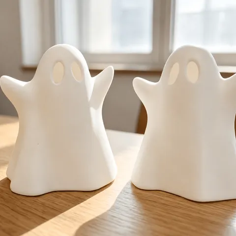 Figurine de Fantôme Halloween Impression 3D Blanc PLA Minimaliste Décoration de Bureau Maison Cadeau de Fête