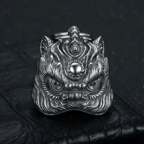 Vintage 304 Edelstahl Wächter Löwenkopf Glocke Anhänger Glückliches Reiten Amulett Glocke Für Motorrad Schlüsselanhänger Herren Schmuck