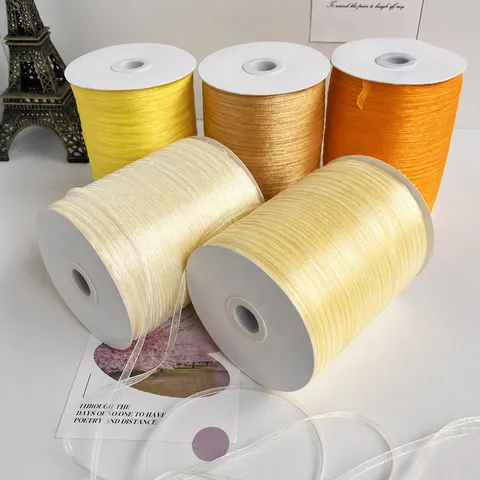 Semi-Transparent Organza Ribbon Snow Gauze Silk Ribbon Large Volume Spool For DIY Crafts Gift Wrapping Wedding Decor