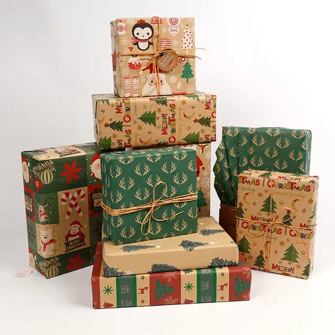 Große Rolle Weihnachtsgeschenkpapier Vintage Kraftpapier Umweltfreundlich Festliche Feiertage Geschenke Geschenkpapier Rollen