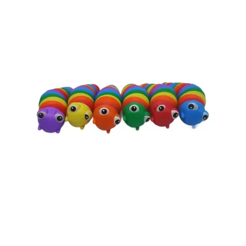 Juguete Fidget de Oruga Babosa Articulada de Arcoíris Sensorial de Alivio de Estrés Flexible para Niños y Adultos Oruga de Plástico