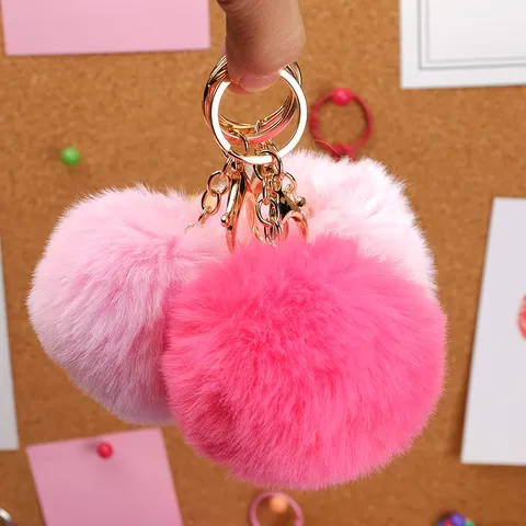 Portachiavi con Pompon in Pelliccia Sintetica Morbida Palla di Peluche Portachiavi per Donna Ragazza Ciondolo per Borsa Auto Accessori