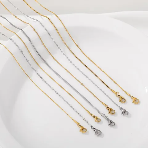 DIY Roestvrijstalen Ketting Accessoires met Verlengketting en Kreeftsluiting Titanium Staal Minimalistische Slangenketting O-Ketting Box Ketting Voor Sieraden Maken Dames Heren
