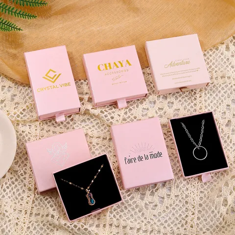 Luxus Minimalistische Schubladen-Schmuckverpackungsbox Für Halskette Ohrring Ring Anti-Oxidation Karton Geschenkbox Mit Band-Ziehgriff Mehrere Farben