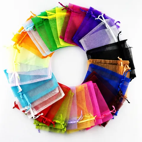 Transparante Organza Cadeauzakjes Trekkoord Gaaszakjes Sieraden Verpakkingszakjes Voor Bruiloft Feest Snoepzakjes