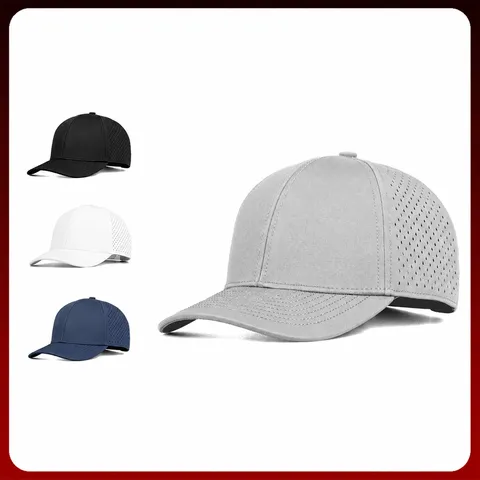 Quick Dry Waterproof Baseball Cap For Men Women Polyester Laser Cut Breathable Golf Hat Outdoor Sports Sun Protection Adjustable Snapback