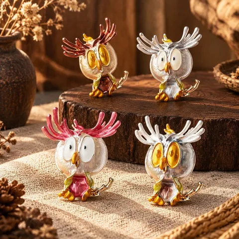 Cartoon Owl Enamel Alloy Brooch Vintage Animal Bird Lapel Pin For Coat Clothing Accessories Cute Gift For Men Women