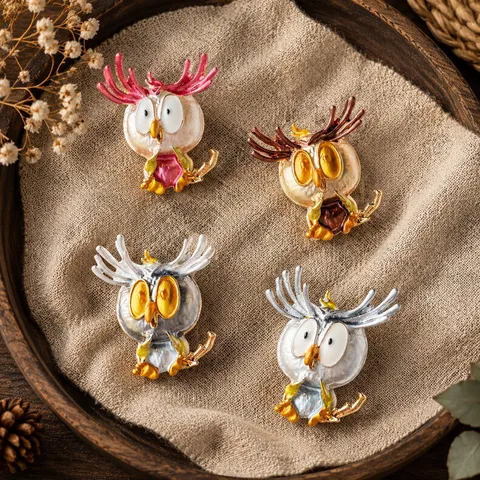 Cartoon Owl Enamel Alloy Brooch Vintage Animal Bird Lapel Pin For Coat Clothing Accessories Cute Gift For Men Women