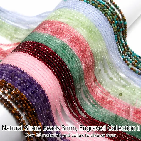 Perles en Vrac Facettées en Pierre Naturelle pour la Fabrication de Bijoux DIY Tourmaline Grenat Améthyste Quartz Rose Perles Rondes pour Collier Bracelet