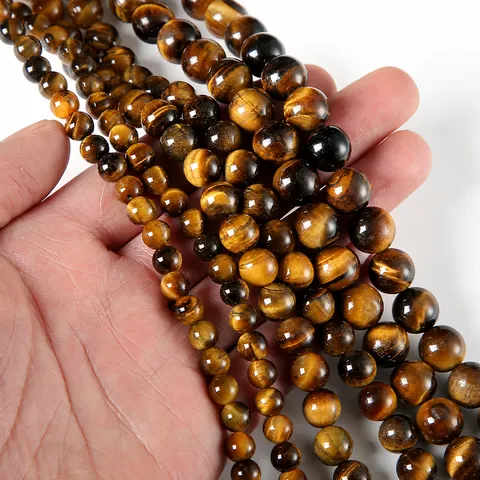 Natural Stone Tiger Eye Loose Beads Round Gemstone Beads For DIY Jewelry Bracelet Necklace Accessory Making Wholesale