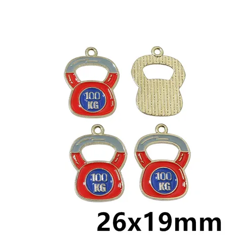 Alloy Enamel Fitness Charm Dumbbell Kettlebell Treadmill Pendant For DIY Bracelet Necklace Keychain Making Jewelry Findings Accessory
