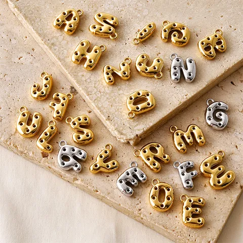 316L Stainless Steel Bubble Letter Pendant Balloon Alphabet Charm For DIY Necklace Bracelet Jewelry Making Minimalist Alphabet Cookie Pendant Only