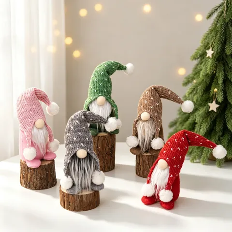 Gnomo di Natale Cappello a Punta in Maglia Bambola Senza Volto Nordic Tomte Gonk Cuore Casa Festa Regalo Decorativo