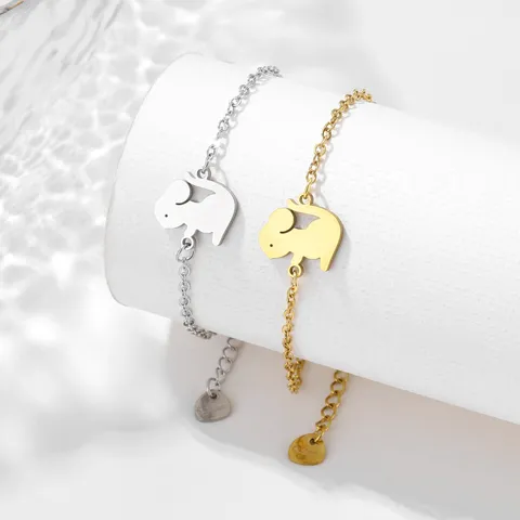 Bracciale in Acciaio Inossidabile Con Ciondolo a Cucciolo per Donna Braccialetto a Catena Regolabile Minimalista Con Ciondolo Animale Gioielli Regalo