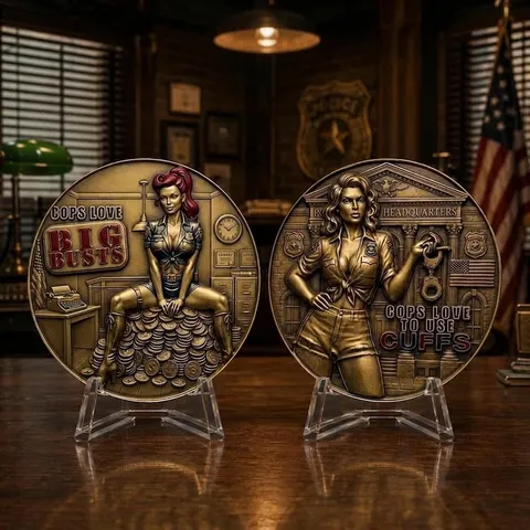 Vintage Alloy Police Challenge Coin Commemorative 3D Relief Novelty Token Gift For Home Office Collection Decor Adult Gift