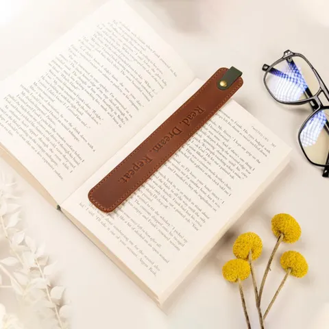 Minimalist PU Leather Bookmark with Metal Rivet Handmade Page Marker Readers Gift for Book Lovers Stationery Accessories