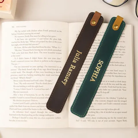 Minimalist PU Leather Bookmark with Metal Rivet Handmade Page Marker Readers Gift for Book Lovers Stationery Accessories