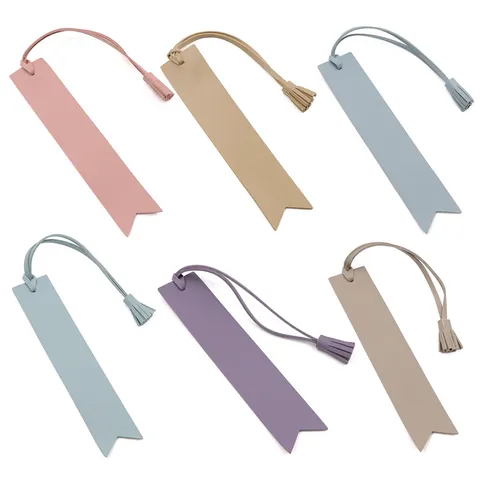 Minimalist Morandi Leather Bookmark with Tassel Elegant Double Sided Page Marker for Journals Reading Notebook Stationery Bookmark Gift