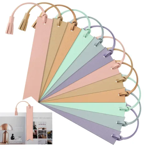 Minimalist Morandi Leather Bookmark with Tassel Elegant Double Sided Page Marker for Journals Reading Notebook Stationery Bookmark Gift