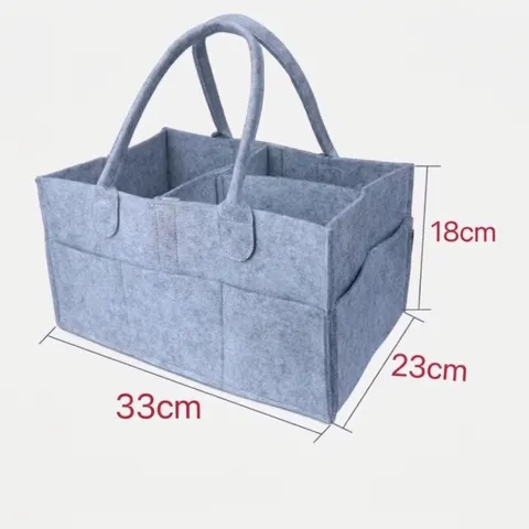 Organizador de Pañales Portátil para Bebé Cesta de Almacenamiento de Fieltro Bolsa de Pañales con Compartimentos Bolsillos