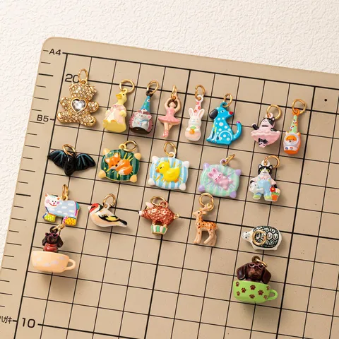 DIY Cartoon Dier Hangers Koper Emaille Charms Voor Sieraden Maken 18K Verguld Druppel Olie Dier Charms Voor Ketting Armband DIY Knutselen Vrouwen Sieraden