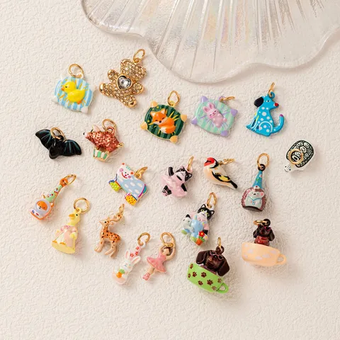 DIY Cartoon Dier Hangers Koper Emaille Charms Voor Sieraden Maken 18K Verguld Druppel Olie Dier Charms Voor Ketting Armband DIY Knutselen Vrouwen Sieraden