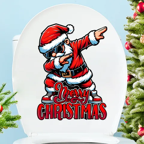 Hip Hop Weihnachten Toilettendeckel Aufkleber Dabbing Weihnachtsmann Abnehmbare PVC Badezimmer Dekoration Frohe Weihnachten Wandtattoo