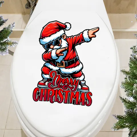 Hip Hop Weihnachten Toilettendeckel Aufkleber Dabbing Weihnachtsmann Abnehmbare PVC Badezimmer Dekoration Frohe Weihnachten Wandtattoo
