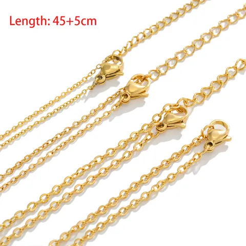 Cadena de Collar Ajustable de Acero Inoxidable Galvanizado al Vacío Con Cierre de Langosta Accesorios para Joyería DIY para Mujeres Hombres