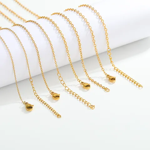 Cadena de Collar Ajustable de Acero Inoxidable Galvanizado al Vacío Con Cierre de Langosta Accesorios para Joyería DIY para Mujeres Hombres