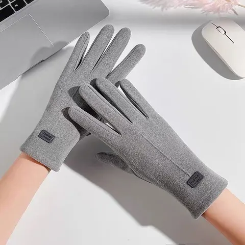 Women's Winter Warm Gloves De Velvet Thickened Plush Lining Touchscreen Windproof Outdoor Cycling High Elastic Fashion Gloves