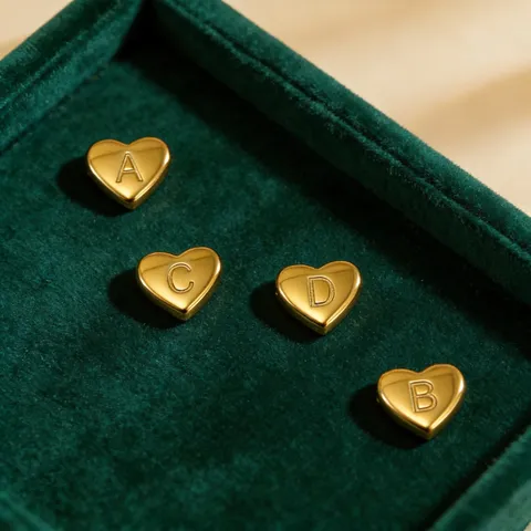 Colgante Inicial Corazón Acero Inoxidable 304 Chapado En Oro 18K Pulido Espejo Doble Cara Accesorio Joyería DIY