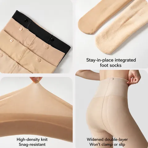 Collant da Donna Sexy Foderati in Pile Aspetto Traslucido Vita Alta Doppio Strato Leggings Caldi per Inverno